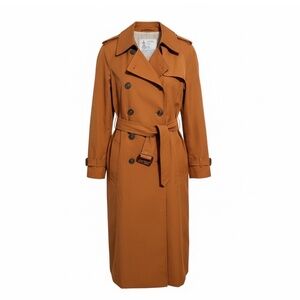 London Fog Double-Breasted Burnt Orange Women's Belted Trench Coat Size 10
